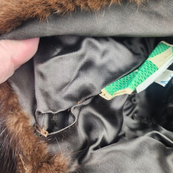 VTG Genuine Mink Fur Davy Crockett Style Hat with Tail Women OS - Picture 11 of 14